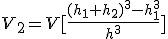 V_2=V[\frac{(h_1+h_2)^3-h_1^3}{h^3}]