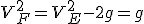 V_F^2=V_E^2-2g=g