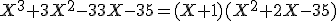 X^3+3X^2-33X-35=(X+1)(X^2+2X-35)