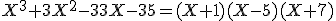 X^3+3X^2-33X-35=(X+1)(X-5)(X+7)