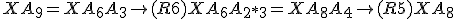 XA_{9}=XA_{6}A_{3}\rightarrow(R6)XA_{6}A_{2*3}=XA_{8}A_{4}\rightarrow(R5)XA_{8}