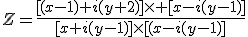 Z=\frac{[(x-1)+i(y+2)]\times [x-i(y-1)]}{[x+i(y-1)]\times[(x-i(y-1)]}