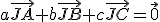 a\vec{JA}+b\vec{JB}+c\vec{JC}=\vec{0}