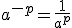 a^{-p}=\frac{1}{a^p}