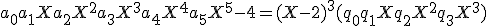 a_0 + a_1 X + a_2 X^2 + a_3 X^3 +a_4 X^4 + a_5 X^5 -4 = (X-2)^3( q_0 + q_1 X + q_2 X^2 + q_3 X^3)