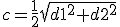 c=\frac{1}{2}\sqrt{d1^2+d2^2}