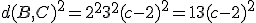 d(B,C)^2= 2^2 + 3^2 + (c-2)^2= 13 + (c-2)^2