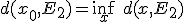 d(x_0,E_2) = \inf_x\ d(x,E_2)