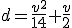 d=\frac{v^2}{14}+\frac{v}{2}