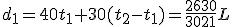 d_1=40t_1+30(t_2-t_1)=\frac{2630}{3021}L