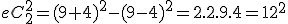 eC_2^2=(9+4)^2-(9-4)^2=2.2.9.4=12^2