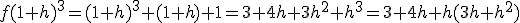 f(1+h)^3=(1+h)^3+(1+h)+1=3+4h+3h^2+h^3=3+4h+h(3h+h^2)