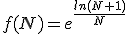 f(N)=e^{\frac{ln(N+1)}{N}}