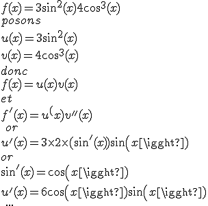 Derivee Fonction Cos Et Sin Exercice De Mathematiques De Premiere 205388