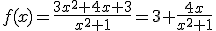 f(x)=\frac{3x^2+4x+3}{x^2+1}=3+\frac{4x}{x^2+1}