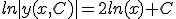 ln|y(x,C)|=2ln(x)+C