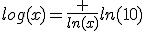 log(x)=\frac {ln(x)}{ln(10)}