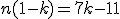 n(1-k) = 7k-11