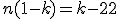 n(1-k)=k-22