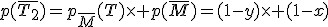 p(\bar{T_2})=p_{\bar{M}}(T)\times p(\bar{M})=(1-y)\times (1-x)