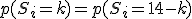 \Large \forall k\in\{2,...,12\}\;,\;p(S_i=k)=p(S_i=14-k)