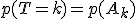 p(T=k)=p(A_k)
