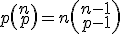 p\left(\begin{array}{c}{n}\\{p}\end{array}\right)=n\left(\begin{array}{c}{n-1}\\{p-1}\end{array}\right)