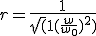 r=\frac{1}{\sqrt(1 + (\frac{w}{w_0})^2)}