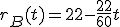 r_B(t)=22-\frac{22}{60}t