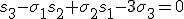 s_3-\sigma_1s_2+\sigma_2s_1-3\sigma_3=0
