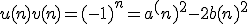 u(n)v(n)=(-1)^n=a^(n)^2-2b(n)^2