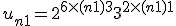 u_{n+1} = 2^{6 \times (n+1) + 3} + 3^{2 \times (n+1) + 1}