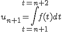 u_{n+1}=\int_{t=n+1}^{t=n+2}f(t)dt