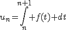 u_n=\int_n^{n+1} f(t) dt