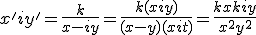 x'+iy' = \frac{k}{x-iy} = \frac{k(x+iy)}{(x-y)(x+it)} = \frac{kx+kiy}{x^2+y^2}