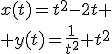 x(t)=t^2-2t
 \\ y(t)=\frac{1}{t^2}+t^2