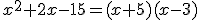 x^2+2x-15=(x+5)(x-3)
