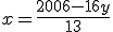 x=\frac{2006-16y}{13}