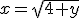 x=\sqrt{4+y}