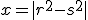 x=|r^2-s^2|