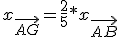 x_{\vec{AG}}=\frac{2}{5}*x_{\vec{AB}}