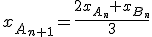 x_{A_{n+1}}=\frac{2x_{A_n}+x_{B_n}}{3}