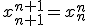 x_{n+1}^{n+1}=x_n^{n}
