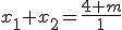 x_1+x_2=\frac{4+m}{1}