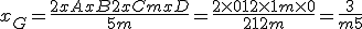 x_G = \frac{2xA + xB + 2xC + mxD}{5 + m}=\fr{2\time 0+1+2\time 1+m\time 0}{2+1+2+m}=\fr{3}{m+5}