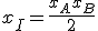 x_I = \frac{x_A + x_B}{2}
