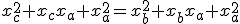 x_c^2+x_cx_a+x_a^2=x_b^2+x_bx_a+x_a^2