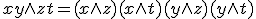 xy\wedge zt = (x \wedge z) (x\wedge t) (y\wedge z) (y\wedge t)