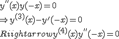 y^{''}(x) + y(-x) = 0
 \\ \Rightarrow y^{(3)}(x) - y^'(-x) = 0
 \\ \Rightarrow y^{(4)}(x) + y^{''}(-x) = 0
 \\ 