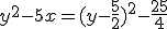 y^2-5x=(y-\frac{5}{2})^2-\frac{25}{4}